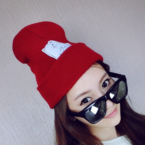 Cat vertical middle finger new autumn street knitted winter woolen hat wholesalepicture18