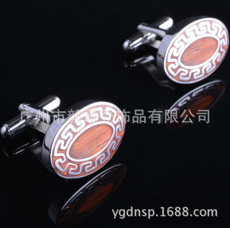 供应A4034-M椭圆形袖扣,长城纹袖扣,摩登复古袖扣，不锈钢袖扣