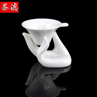 Dehua white jade porcelain tea leakage Guanyin hand tea ceremony zero with tea set filter Jade hand tea leakage group stainless steel leakage manufacturers