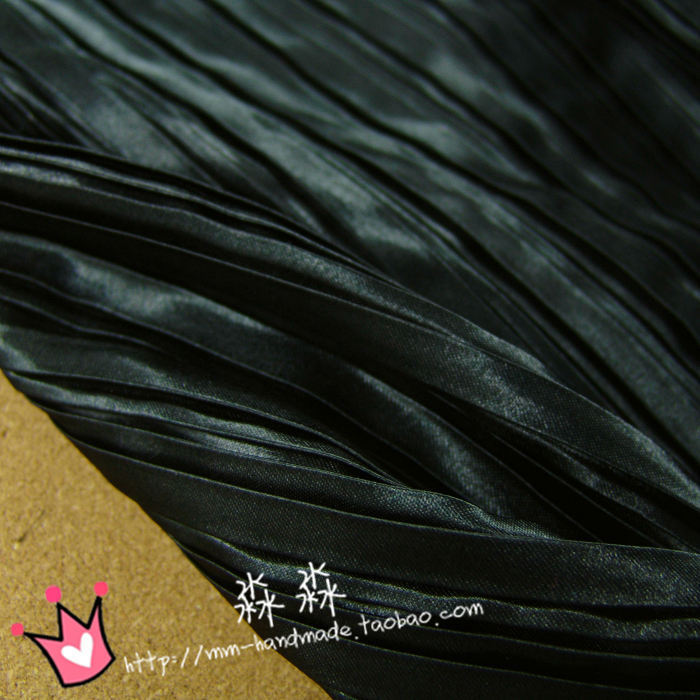 新款亚光纺织布料 纯黑色风琴褶百褶亮色丁 精美包包袋子钱包面料