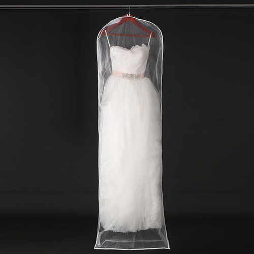 Foreign trade 1.8m double-sided transparent glass yarn trailing wedding dress dust cover lengthened and widened wedding dress dust cover