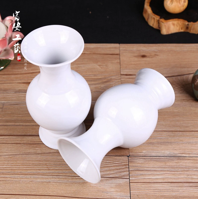 Best Selling Artwork Ornament Pure White No Words No Scripture Tribute White Jade Support Vase Buddha Hall Supplies Wholesale