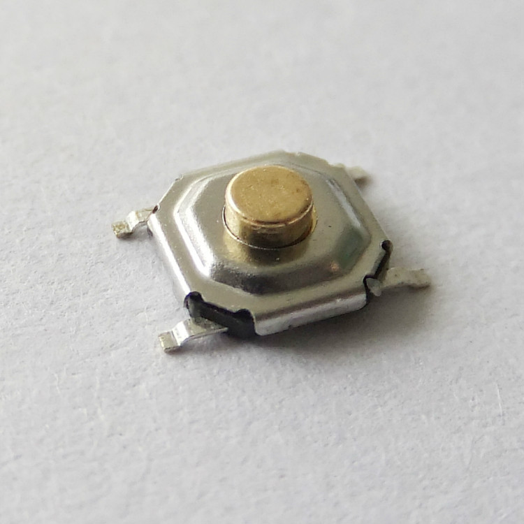 工厂批发4*4-1.5贴片轻触按键 防水铜头5.2*5.2-1.7轻触开关编带