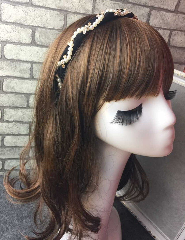 Korean New  Round Pearl Diamond Wave-shaped Cloth Headband display picture 4