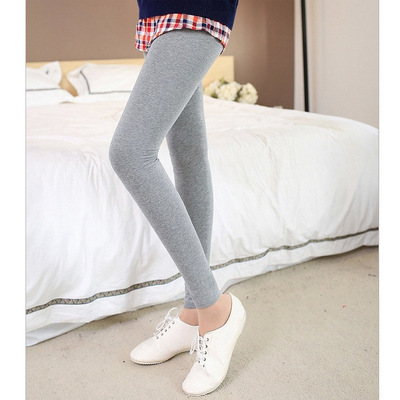 韩版春秋新款精梳棉纯色柔软百搭小脚嘿裤显瘦紧身九分打底裤批发|ru