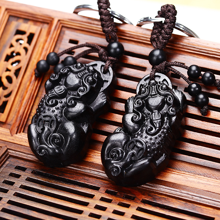 精品汽车钥匙 木雕刻钥匙链 古典中国风汽车钥匙挂件 黑檀木锁扣|ms