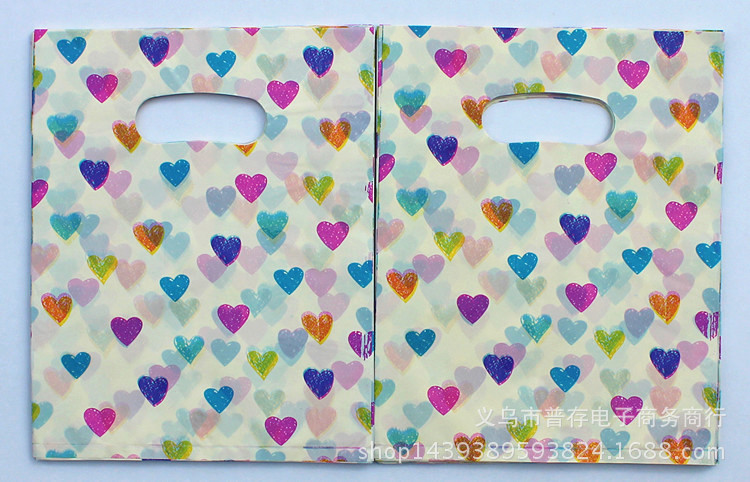 Corazón de melocotón tamaño grande y mediano tamaño pequeño bolsa de regalo bolsa de embalaje ropa bolsa de ropa bolso de plástico al por mayor un paquete de 100