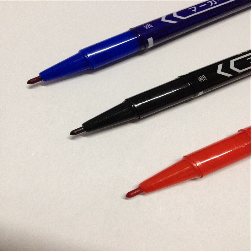 Dual-Tip Oil-Based Marker ZEBIFA MO-120, fine+broad 0.5 / 1–1.3 mm, black/blue/red