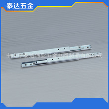 厂家供应 27宽二节双层滑轨 双层抽屉钢珠滑轨 二折钢珠滑轨