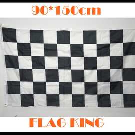 现货批发90*150cm 3*5ft 黑白格子 赛车旗 Racing Checkered flag