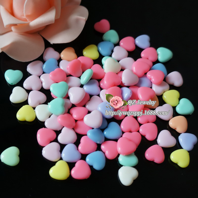 儿童手工彩色桃心 亚克力爱心珠 串水果竹签花签牙签珠串详情图5