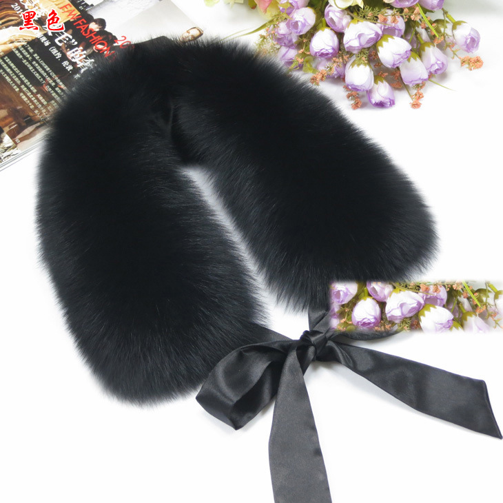 仿狐狸毛飘带款大毛领  冬季貉子毛羽绒服派克服配饰毛领