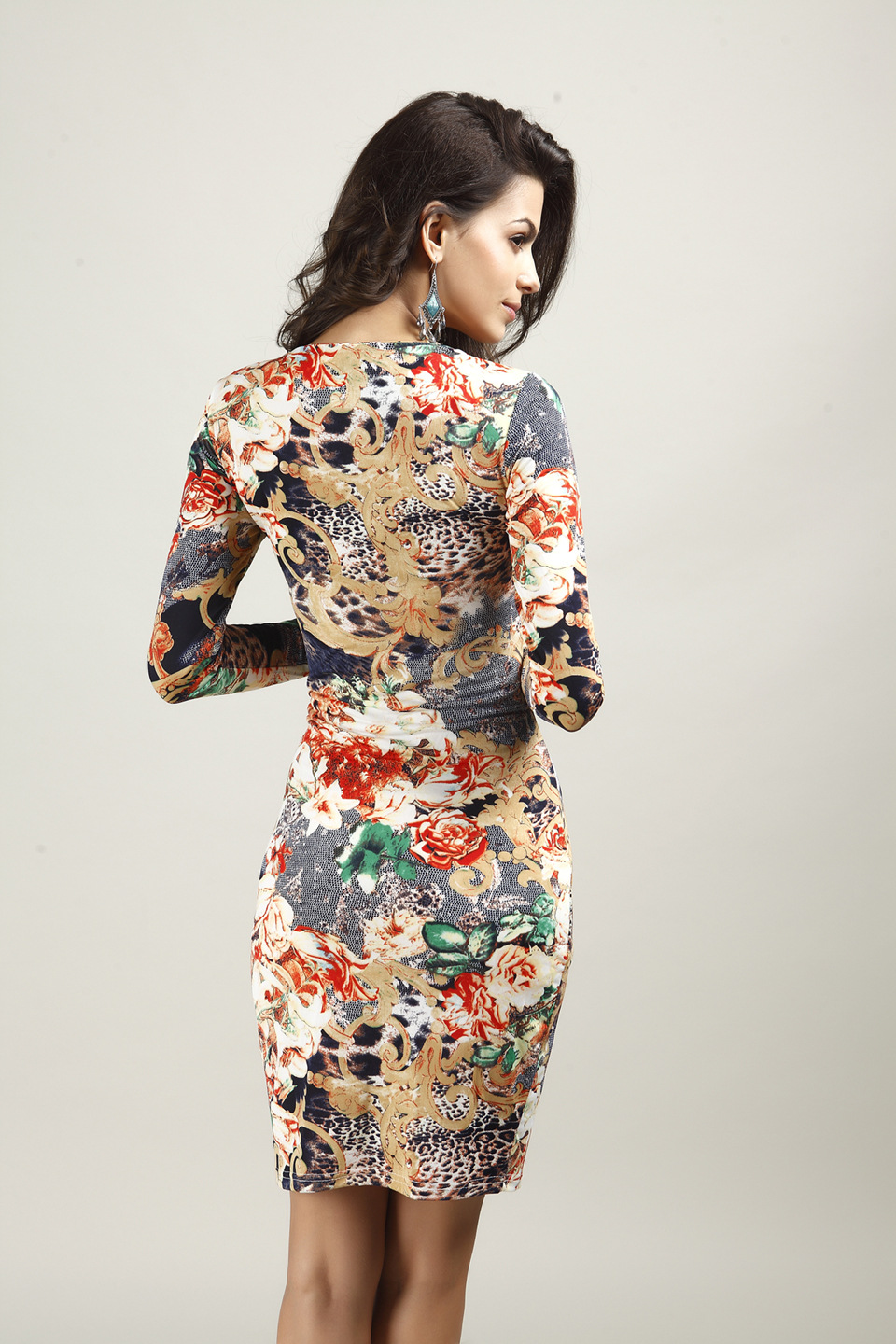 hot sale summer sexy V-neck bag hip slim evening dress long sleeve dress NSDF820