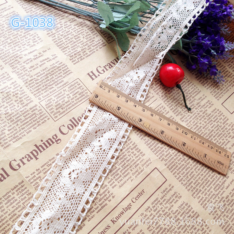 G-1038对称双边全纯棉精细棉线花边DIY服装辅料宽4.7厘米现货
