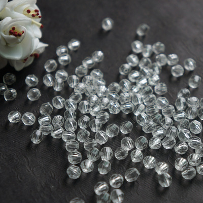厂家直销 透明亚克力角珠6mm 32面切面角珠 亚克力透明足球切面珠