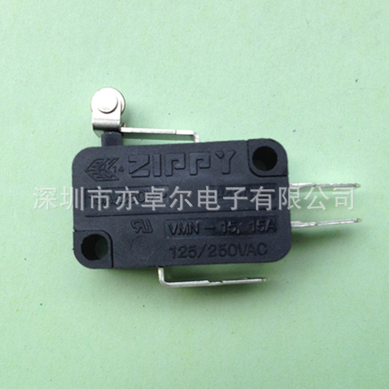 台湾新巨ZIPPY原装正品微动开关,行程开关VMN-15H-05D0-B-Z带短轮