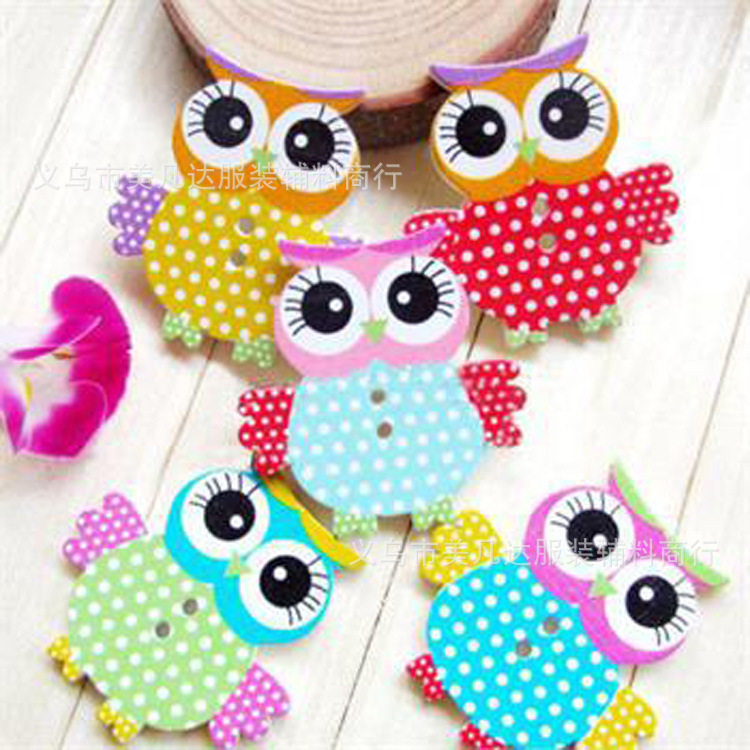 猫头鹰木质钮扣