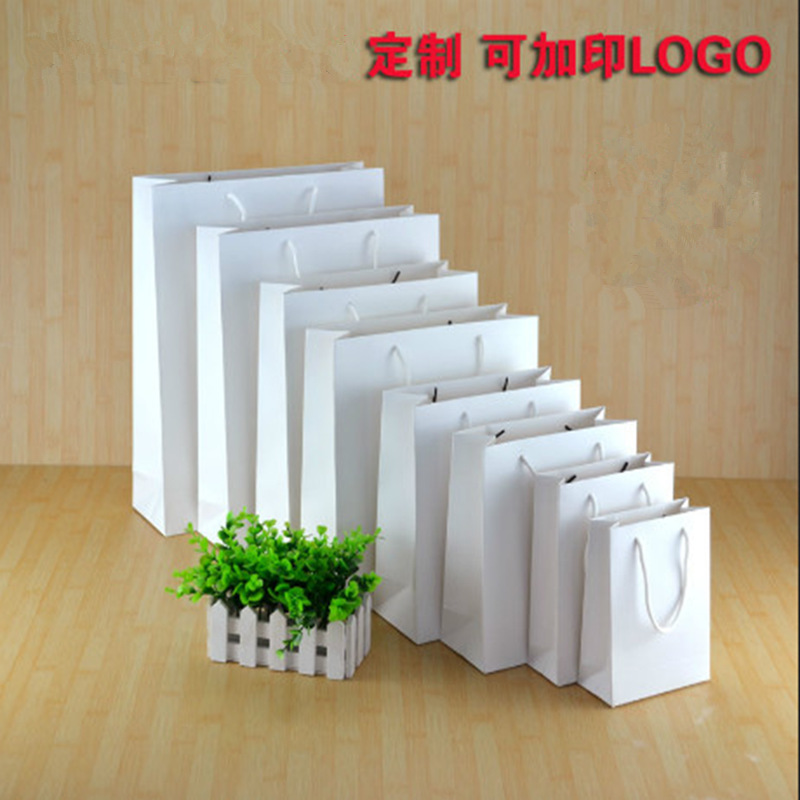 白色手提袋袋定做 高档礼品袋 服装袋印刷LOGO 多尺寸纸袋可定制