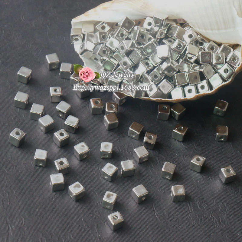 6mm gold electroplated three-dimensional square beads for luggage, shoe buckles, clothing electroplated beads and accessories wholesale square beads detail image 5