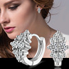 Silver fashionable shiny platinum earrings, Korean style, European style