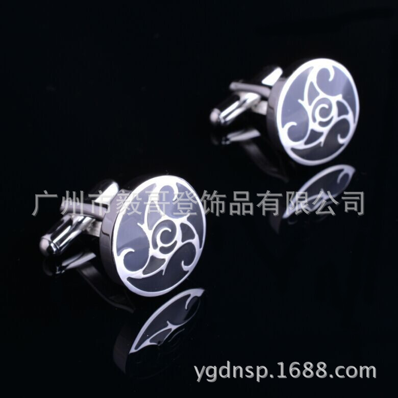 新款欧美范复古袖扣,珐琅袖扣,A6103-DJ不锈钢袖扣,衬衫袖扣