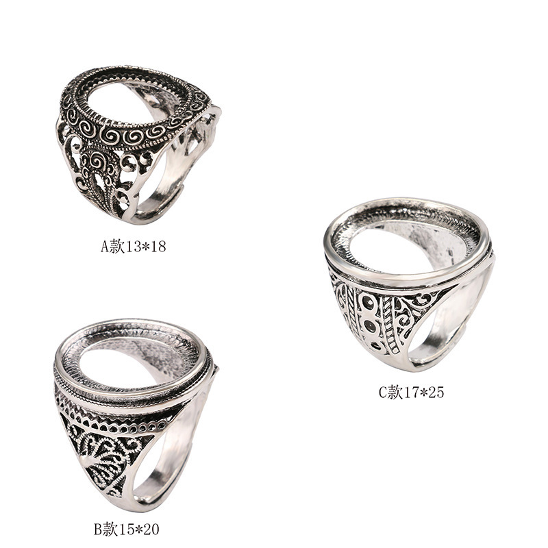 Manufacturers wholesale abstinence alloy electroplating 925 sterling silver DIY beeswax Amber adhesive ring empty support Taobao hot sale