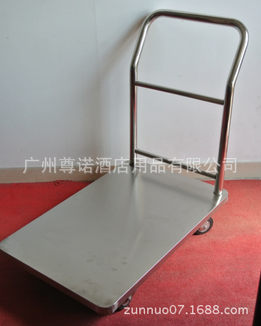 厂家批发201不锈钢手推平板车酒店商场超市拉货手推拉车拉货推车