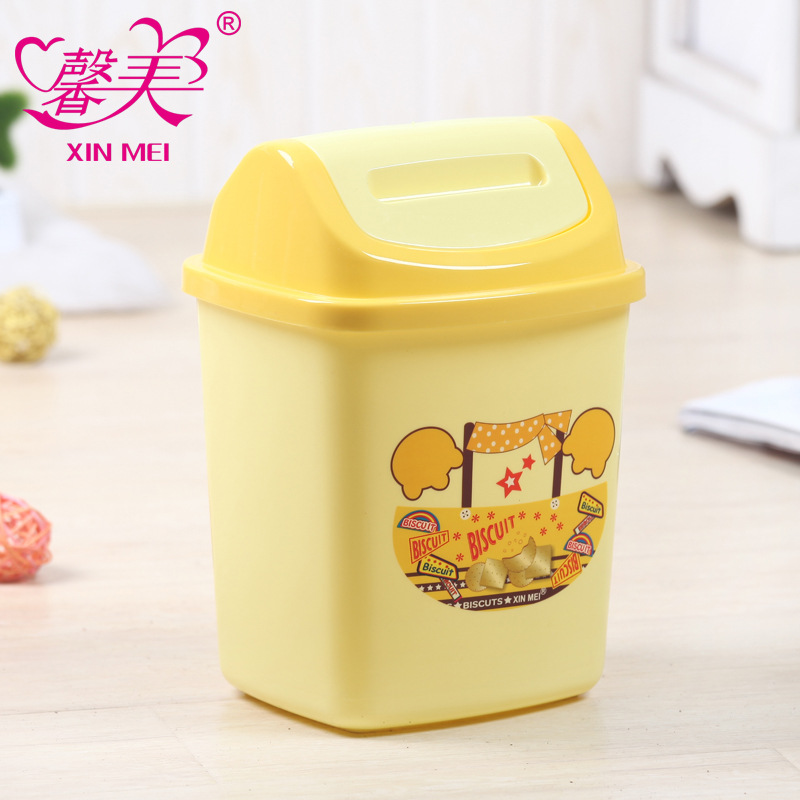 垃圾桶家用桌面卫生桶创意收纳桶厨房翻盖塑料桶办公室纸篓|ms