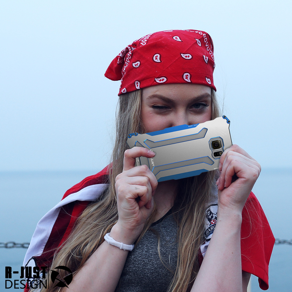 R-Just Gundam Aerospace Aluminum Contrast Color Shockproof Metal Shell Outdoor Protection Case for Samsung Galaxy Note 5