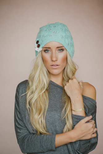 European and American style new knitted hat, leaf lace button wool warm hat, women's beanie, beret