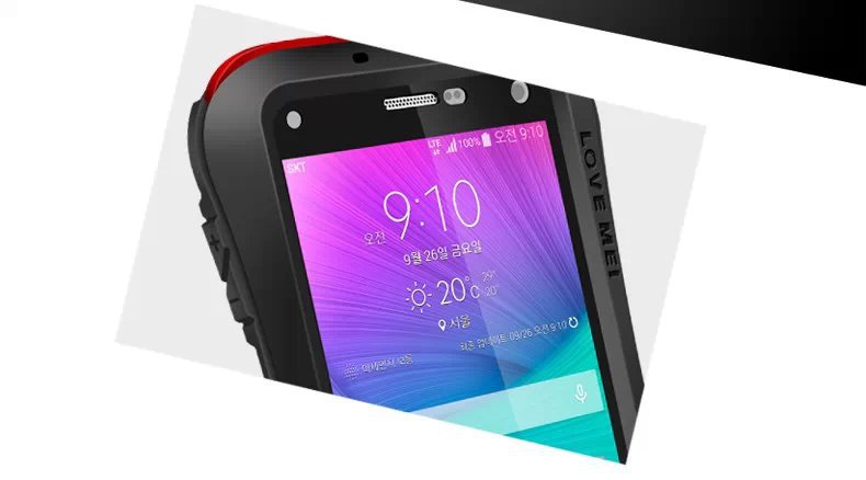 LOVE MEI Powerful Small Waist Water Resistant Shockproof Dust/Dirt/Snow Proof Aluminum Metal Outdoor Heavy Duty Case Cover for Samsung Galaxy Note 4