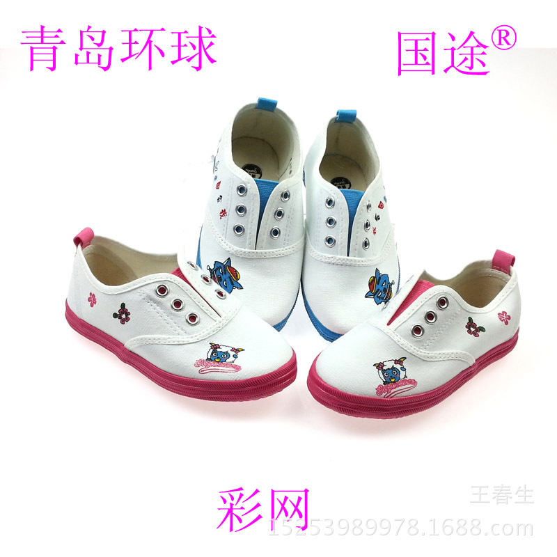 囯途兒童舞蹈鞋 喜洋洋男女童帆布鞋 舒適透氣壹腳蹬帆布鞋