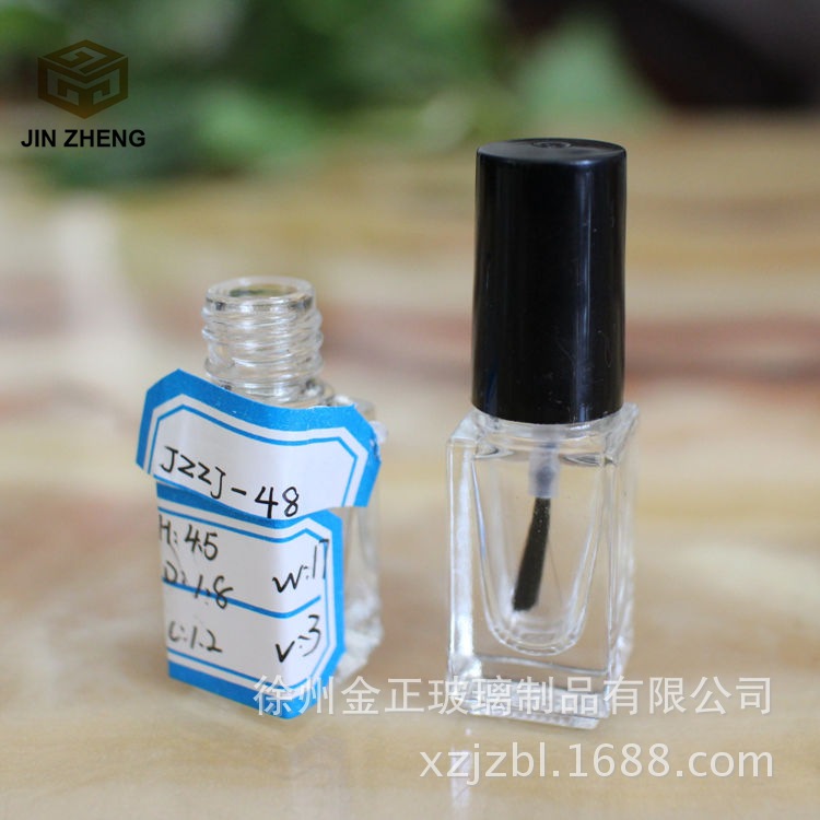 工厂小容量3ml指甲油瓶 样品瓶 方柱形透明玻璃瓶 可来样定制