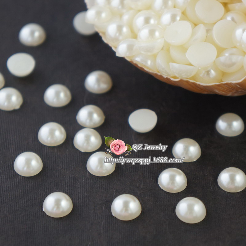 ABS半面平底仿珍珠diy手机美容材料半圆珠 手工珍珠头饰发饰配件详情图3