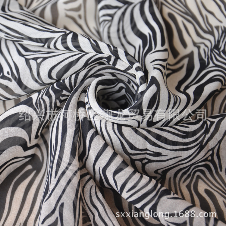 【翔龙印花 XL255】经典斑马纹  时尚大气双边定位渐变色雪纺