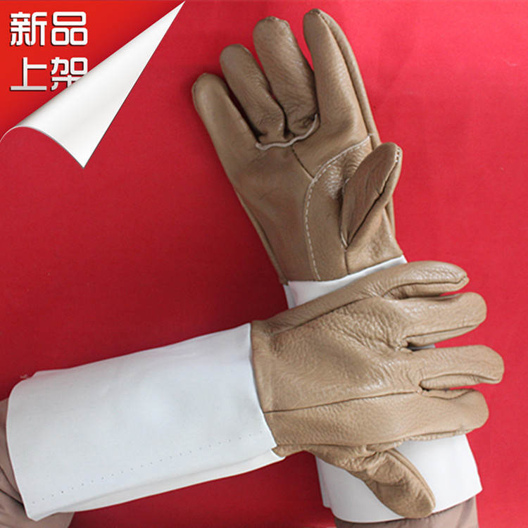浅色一层皮革电焊手套 焊工作业手套 牛皮作业手套 劳保皮手套