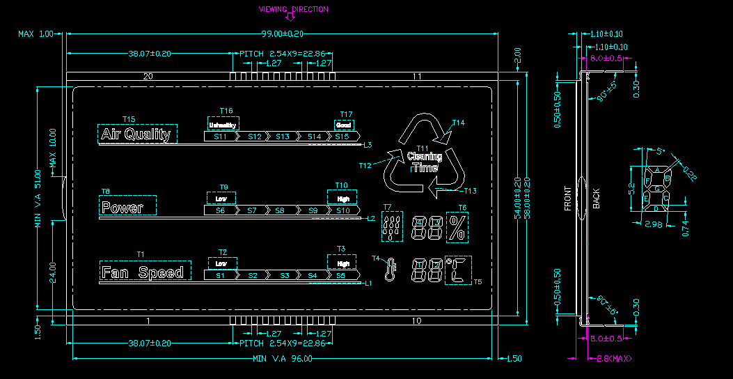 JXGD-S86309AMP液晶屏尺寸图(2)