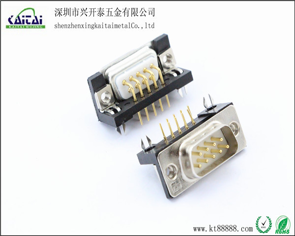 D-SUB DB9公头 白胶 镀全金 车针式 90度弯角连接器
