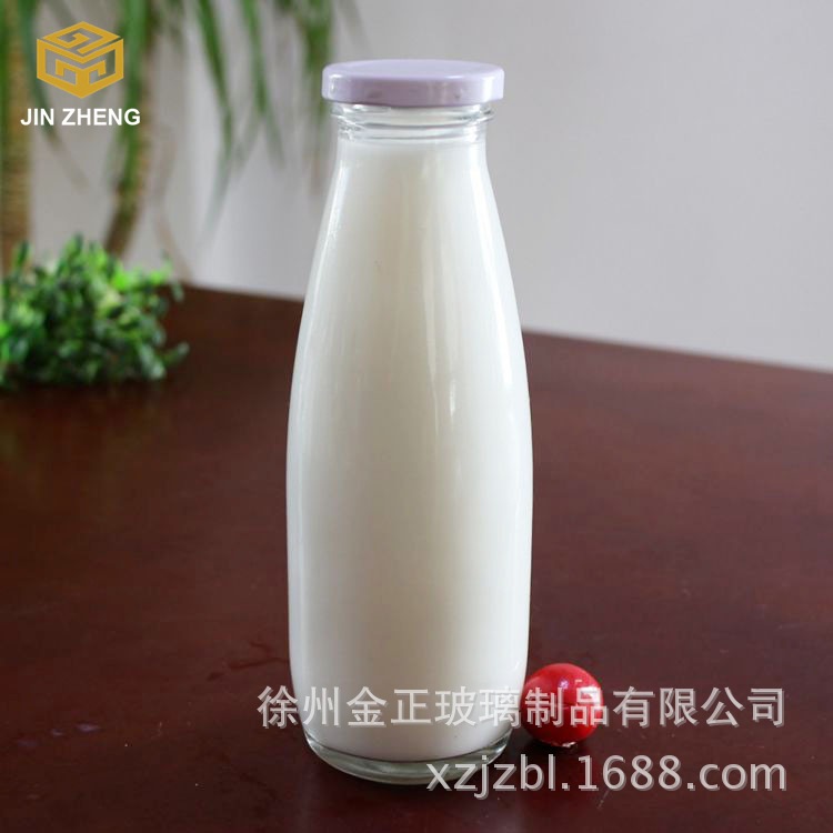 厂家批发 定制 500ml铁盖玻璃奶瓶 豆浆饮料瓶 食品级