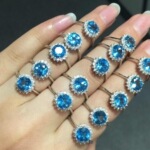 戴妃款天然托帕石 蓝宝石女戒指 银戒指批发 自有加工厂