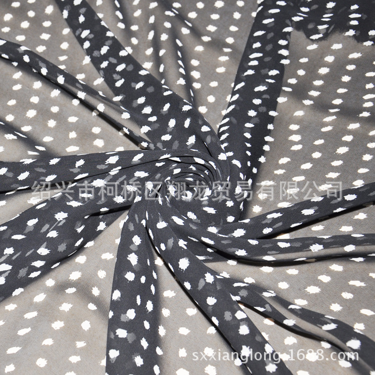 【翔龙印花  XL273】现货早春新品  清爽波点仿真丝雪纺印花面料