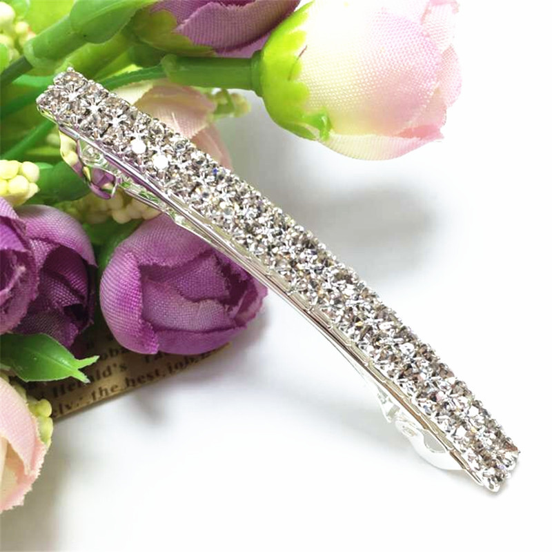 Women's Simple Style Solid Color Rectangle Rhinestone Hair Clip display picture 2