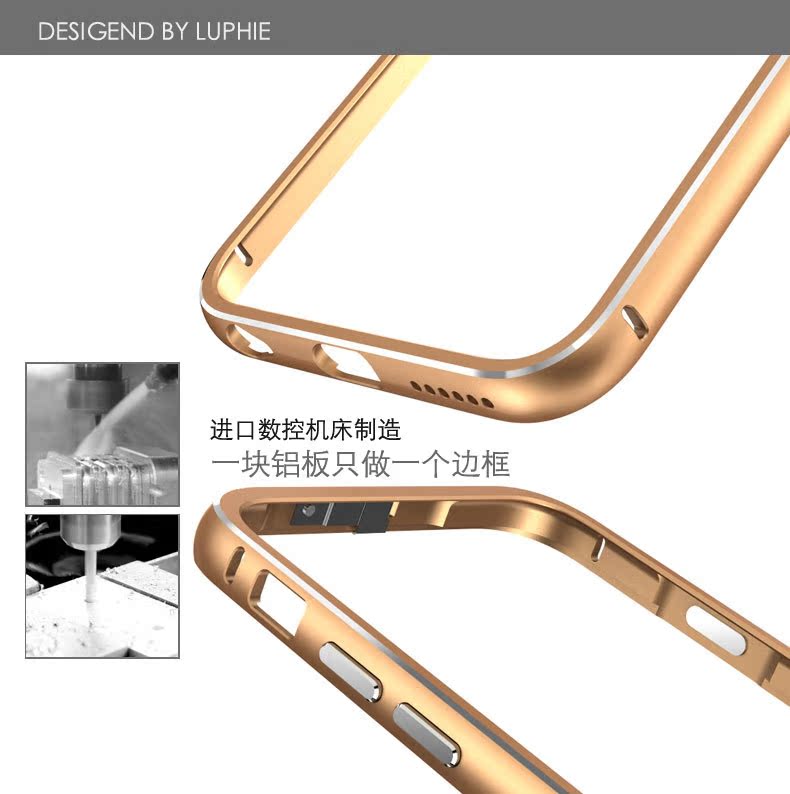 Luphie Aircraft Aluminum Metal Frame 9H Tempered Glass Back Cover Case for Apple iPhone 6S Plus