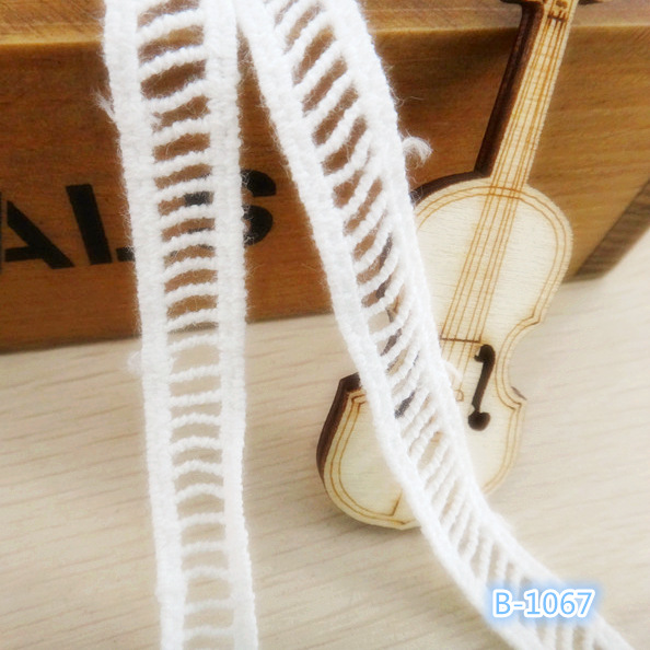 B-1067楼梯格水溶棉刺绣对称双边花边DIY服装辅料1.2厘米现货