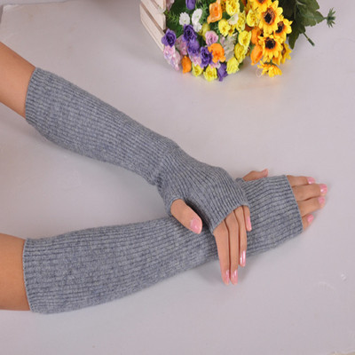 Dew in winter and winter 40cm Gauntlet Hemidactyly wool Hand guard Female models keep warm lovely Cashmere glove