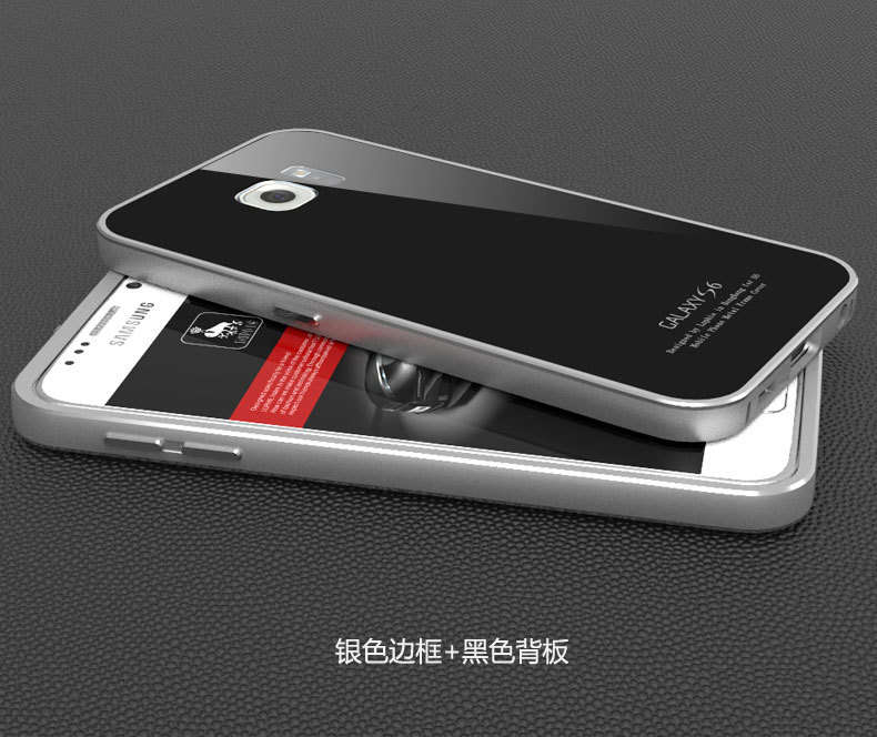 Luphie Aircraft Aluminum Metal Frame 9H Tempered Glass Back Cover Case for Samsung Galaxy S6 G9200