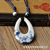 Blue and white water droplet necklace ancient wind and rope can automatically adjust the size of ceramic necklaces to spread the goods