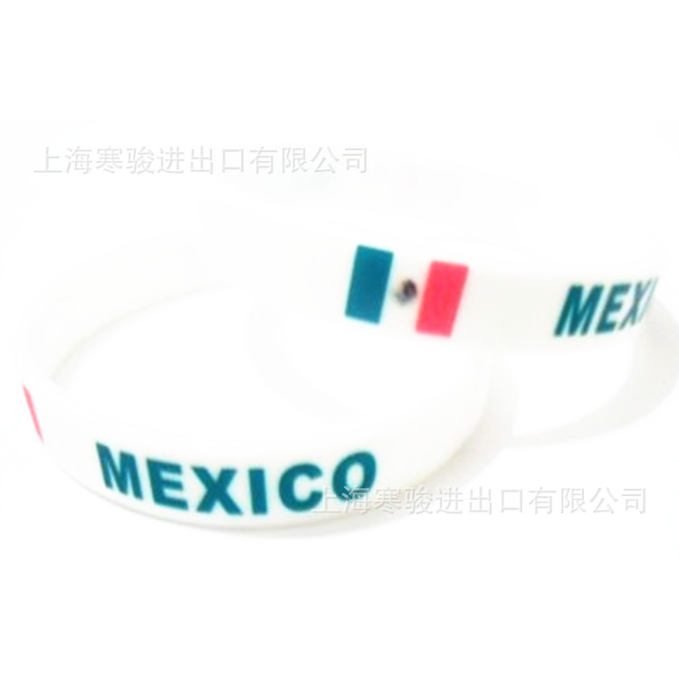 Mexico 手环 墨西哥硅胶手环 墨西哥国旗 硅胶手腕带网版印刷手圈