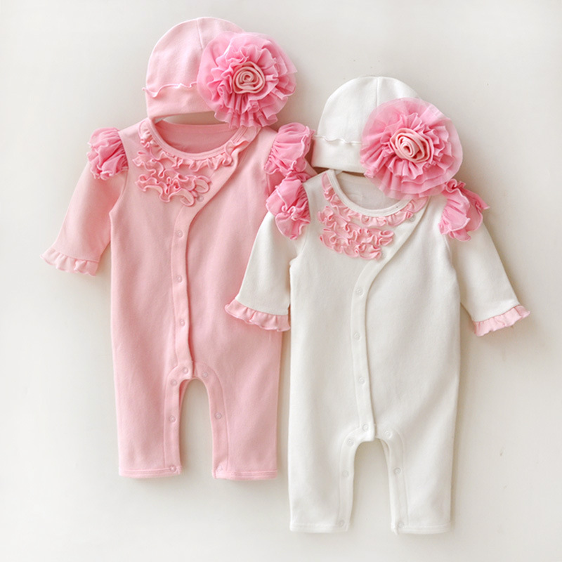 Fashion Solid Color 100% Cotton Flowers Baby Clothes display picture 1