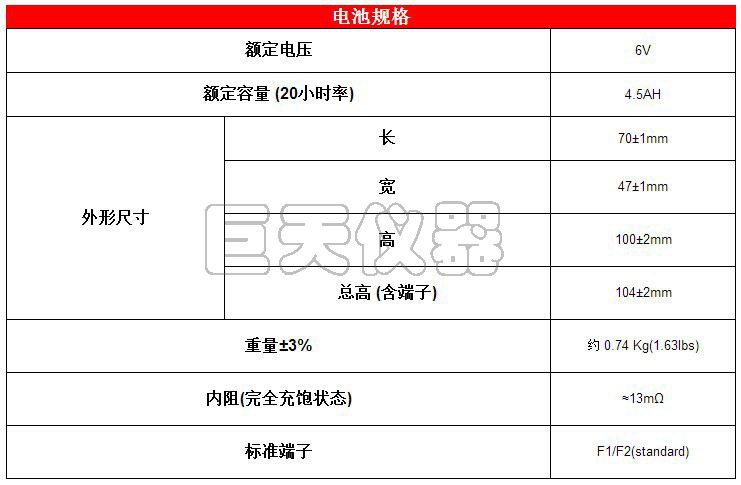 BT-6M4.5AC电池规格1